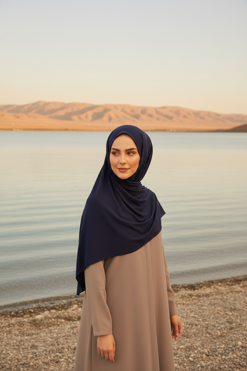 Navy hijab at Sea of Galilee