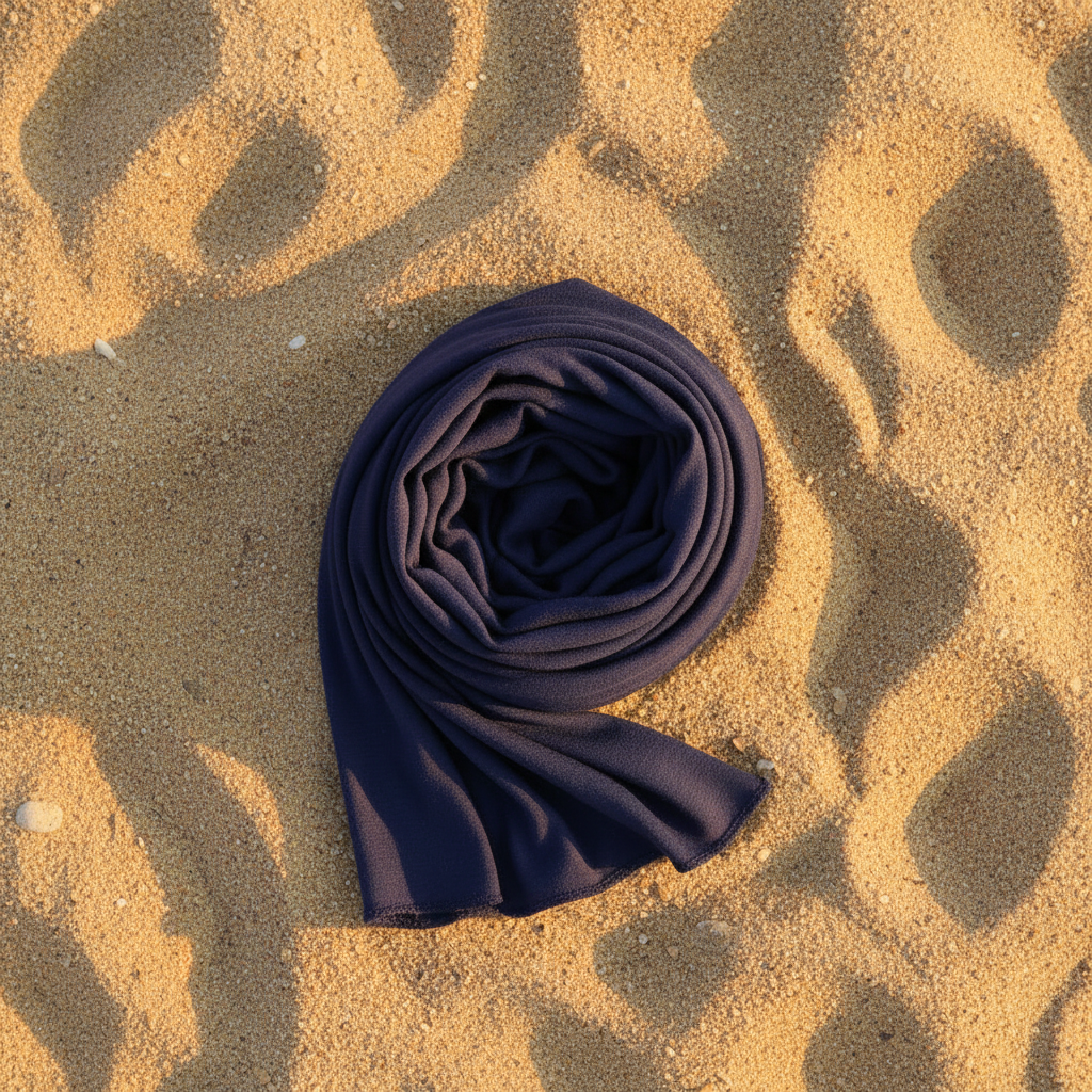Navy hijab rose - golden hour on Galilee sand