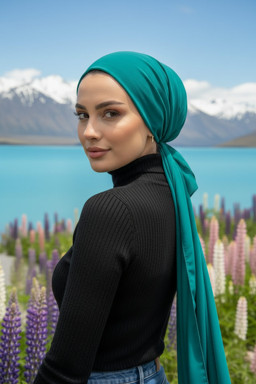The Hushed wave - Chiffon Headscarf