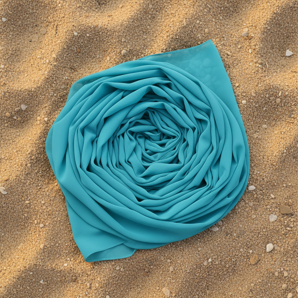 Turquoise hijab rose - straight overhead